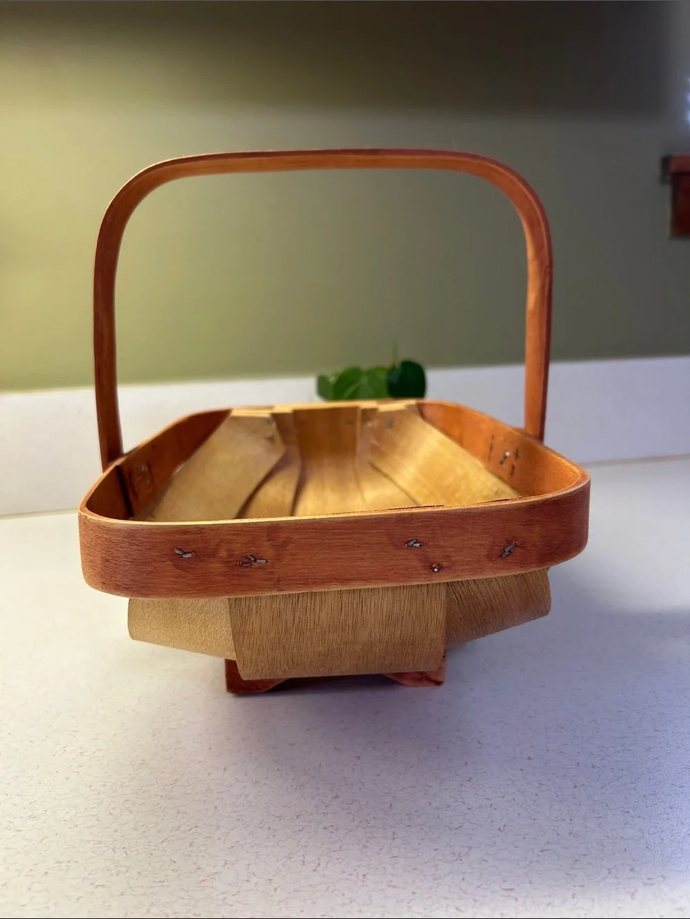 Handcrafted Wooden Trug Basket in Natural Brown